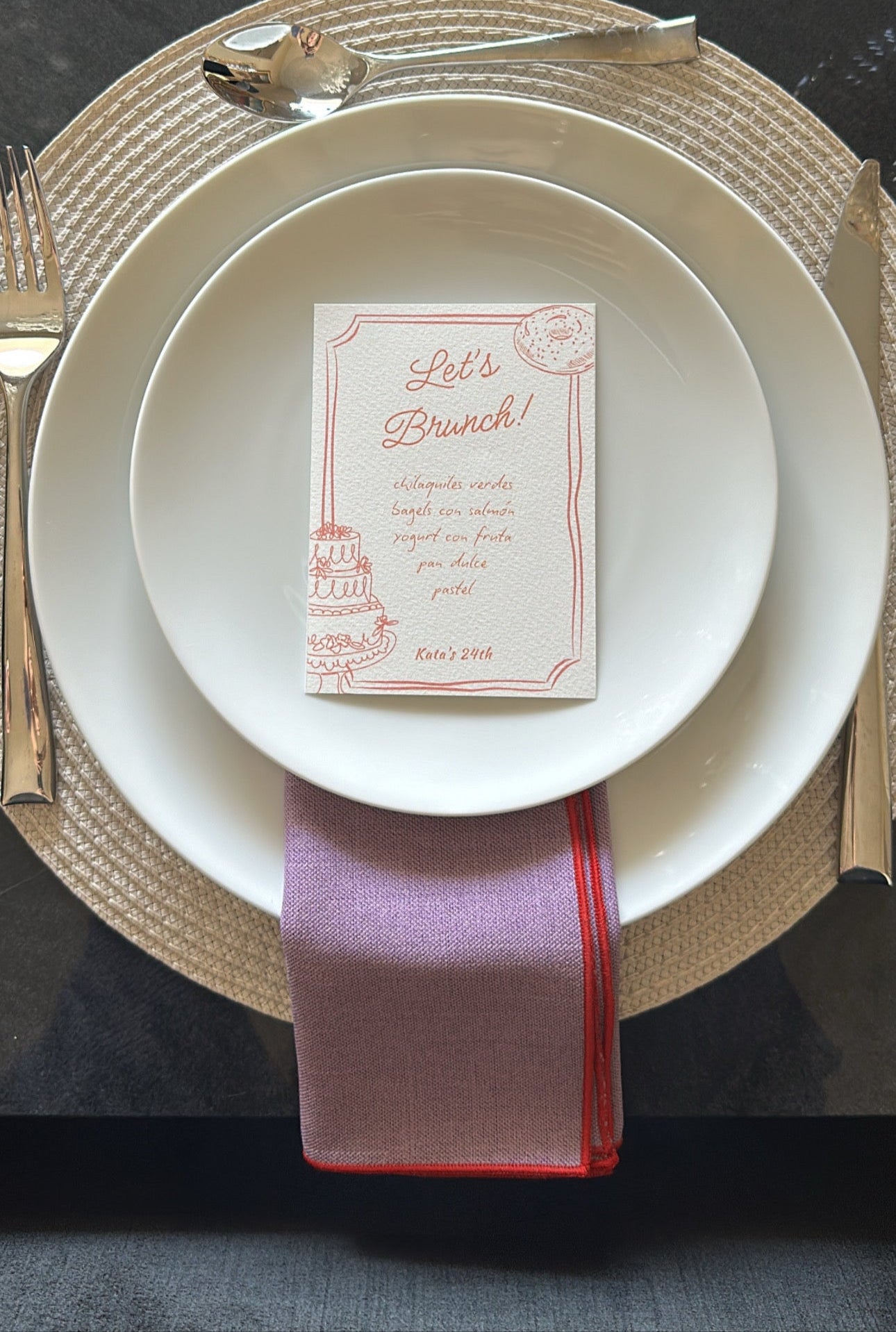 SERVILLETA LILA-ROJO